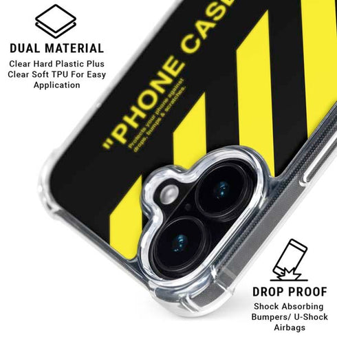 Black and Yellow Stripes iPhone 16 Clear Case